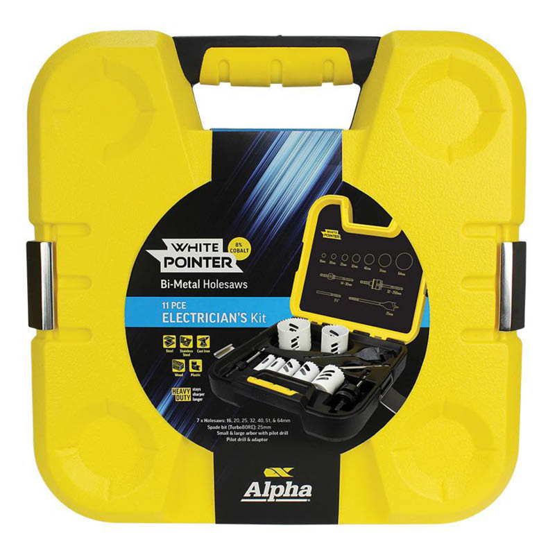 Alpha White Pointer electrician's holesaw kit - 11 piece - pack - photo