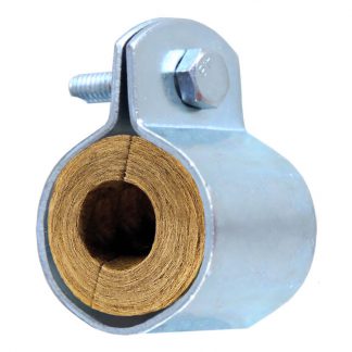 Bolted clips - band clamps with timber ferrules - for copper pipe - photo