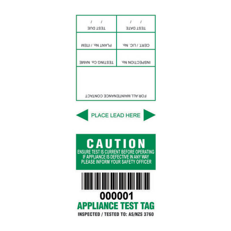 Lumex MM&S appliance test tags - NSW - photo