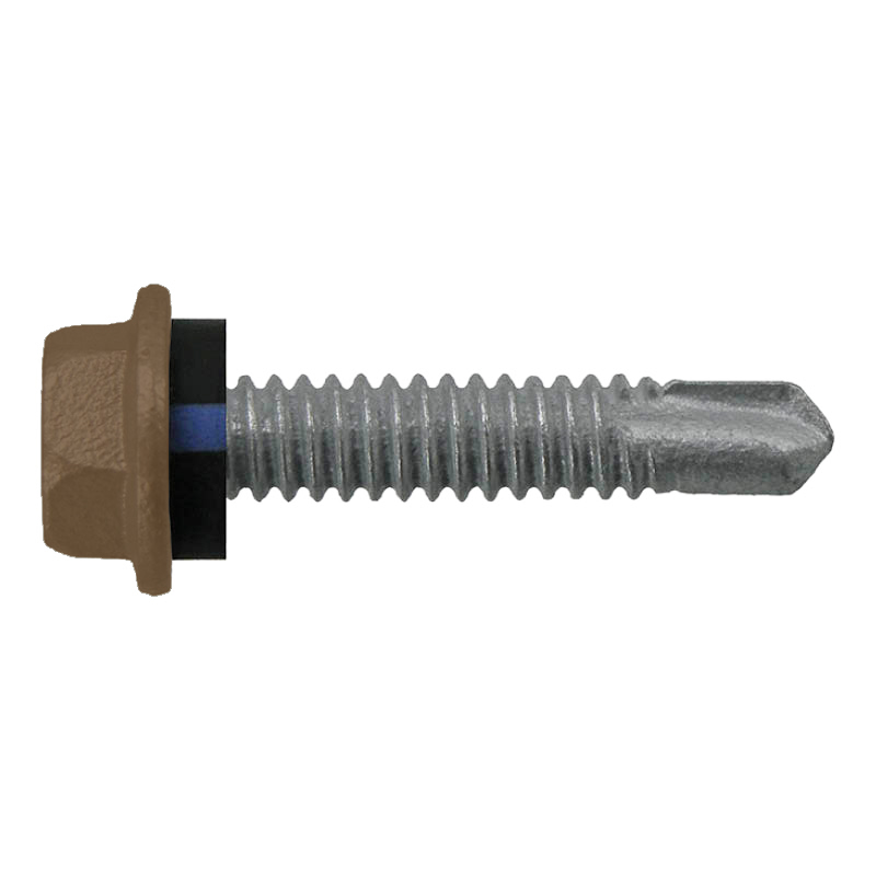 Self drilling screws for metal - hex head - with seal - drill point - painted - photo