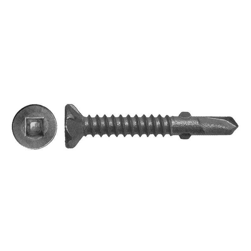 Self drilling screws for metal - square drive countersunk rib head - wing drill point - photo
