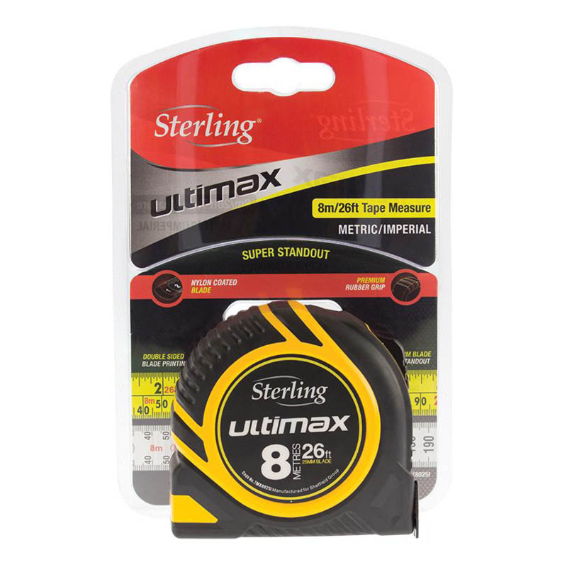 Sterling Ultimax tape measure - metric & imperial - pack - photo