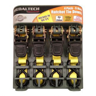 Medaltech ratchet tie down straps - 300kg lashing capacity photo