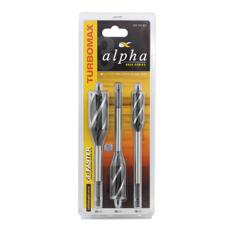 Alpha wood auger driver bit set - 3 piece photo