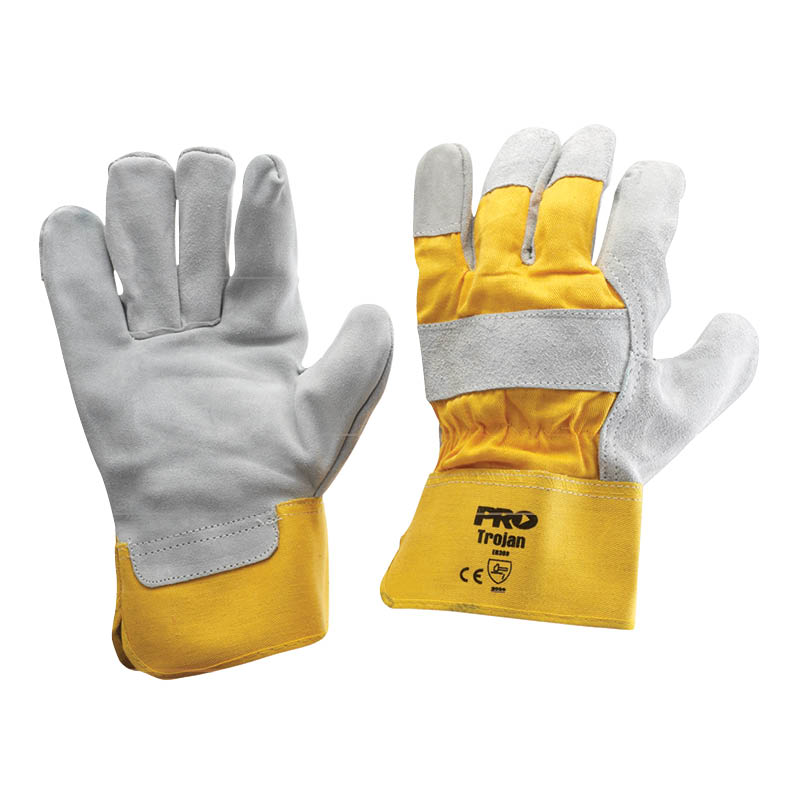 Leather gloves - heavy duty cow split palm - light cotton back photo