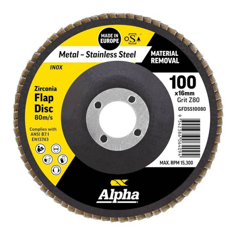 Alpha zirconia flap discs - for stainless steel photo
